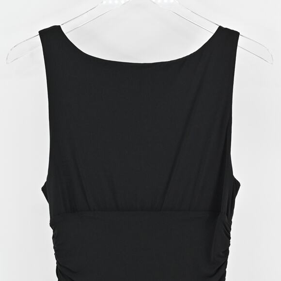 BCBGMAXAZRIA Dress Size M Black Sleeveless VNeck Ruched Drape Stretch Drop Waist - Picture 6 of 12